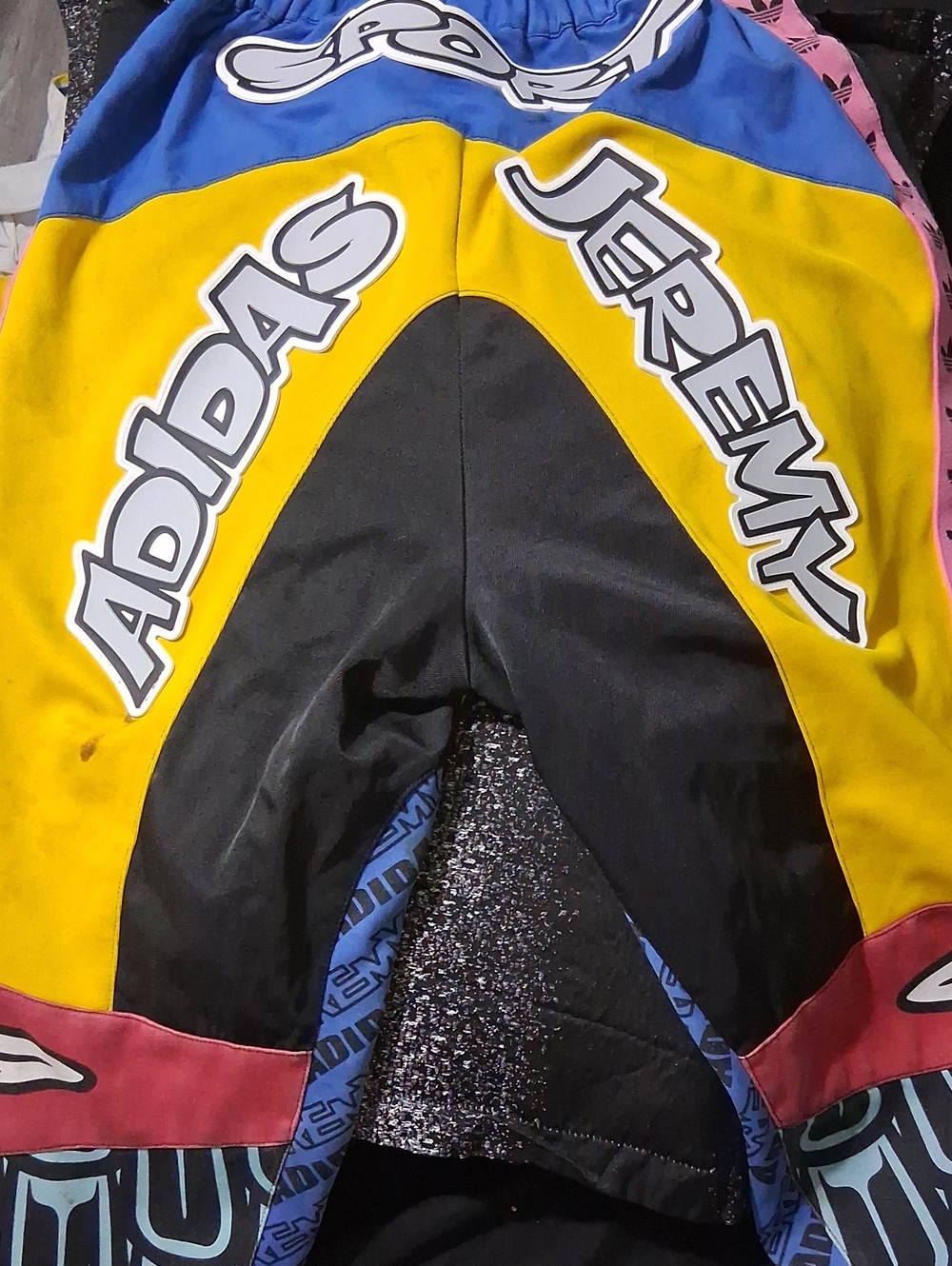 Adidas Jeremy Scott Totem Pants Logo Track Pants - Black, Yellow, Blue, Green - Picture 4 of 4
